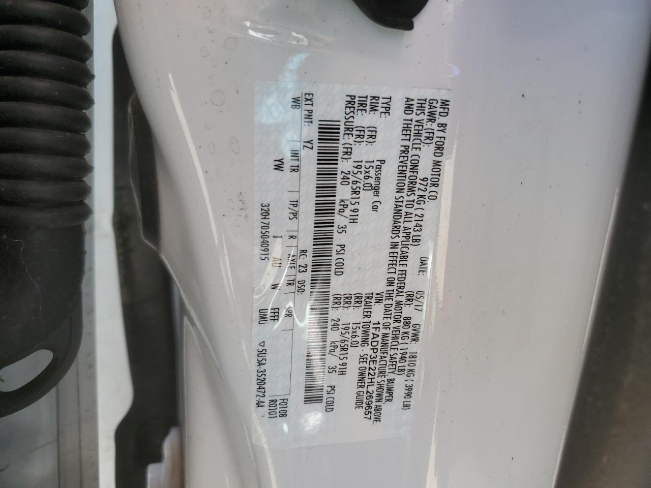 1FADP3E22HL269657 2017 Ford Focus S