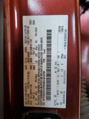 2017 Ford F150 Supercrew VIN: 1FTEW1CP5HKC41278 Lot: 57171944