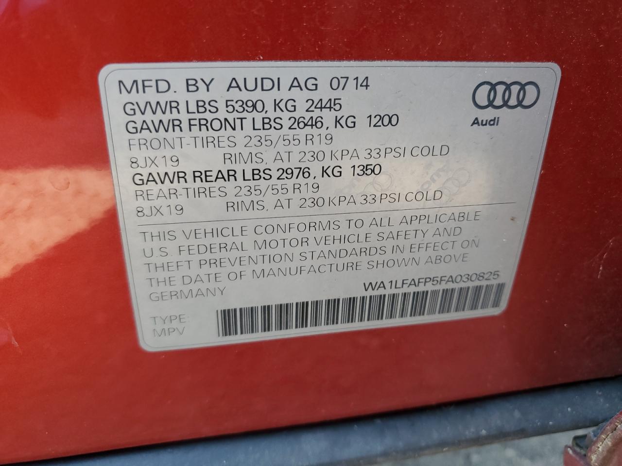 WA1LFAFP5FA030825 2015 Audi Q5 Premium Plus