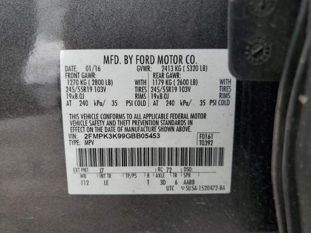 2016 Ford Edge Titanium VIN: 2FMPK3K99GBB05453 Lot: 59293164