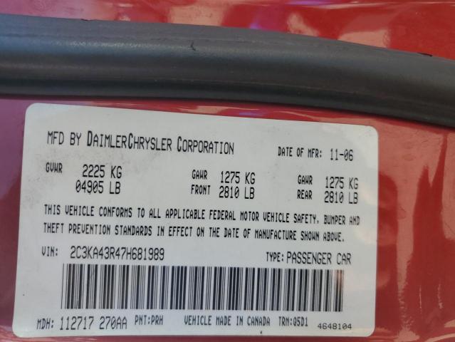 2007 Chrysler 300 VIN: 2C3KA43R47H681989 Lot: 60897334