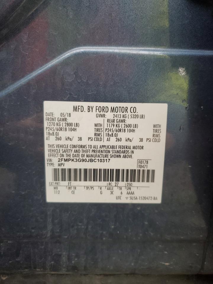 2FMPK3G90JBC10317 2018 Ford Edge Se