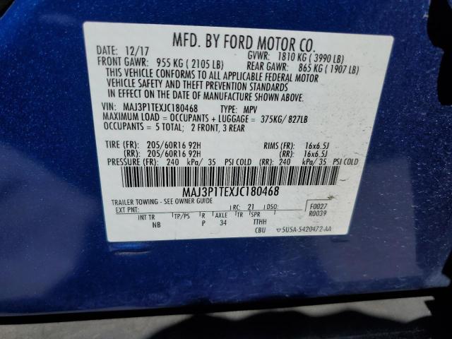 2018 Ford Ecosport Se VIN: MAJ3P1TEXJC180468 Lot: 58725604