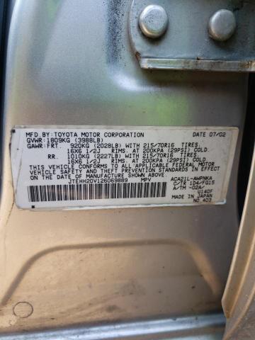 2002 Toyota Rav4 VIN: JTEHH20V126069889 Lot: 60085524