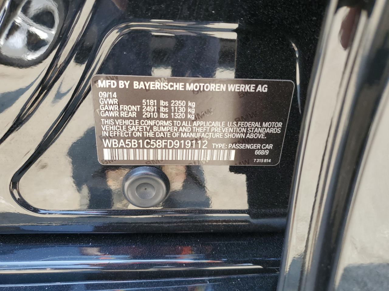 WBA5B1C58FD919112 2015 BMW 535 I