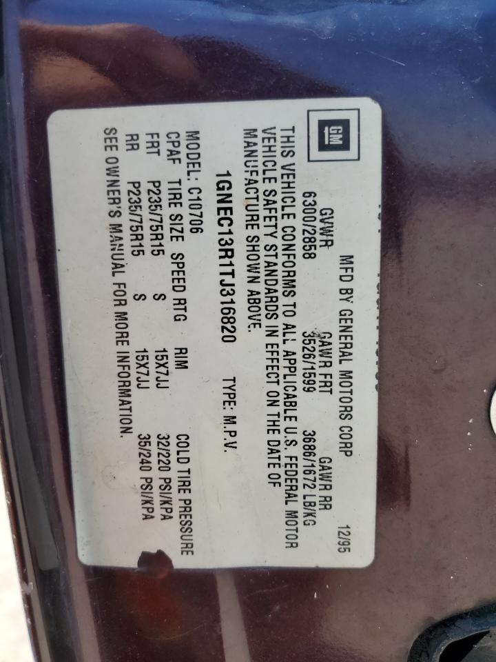 1GNEC13R1TJ316820 1996 Chevrolet Tahoe C1500