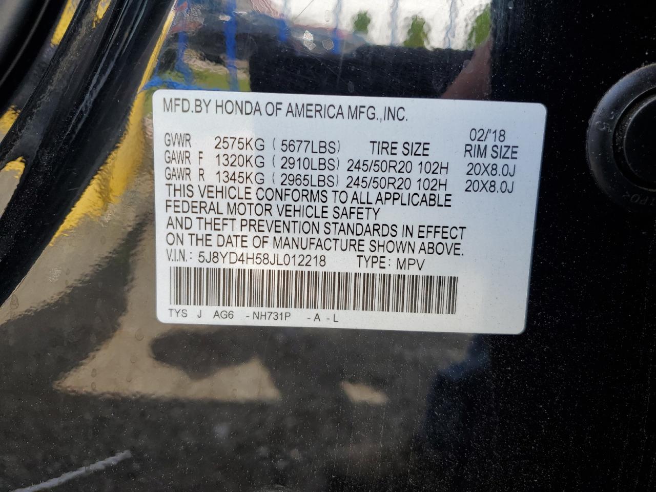5J8YD4H58JL012218 2018 Acura Mdx Technology