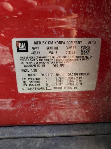 2015 BUICK ENCORE with SIDE damage, VIN KL4CJFSB6FB171371