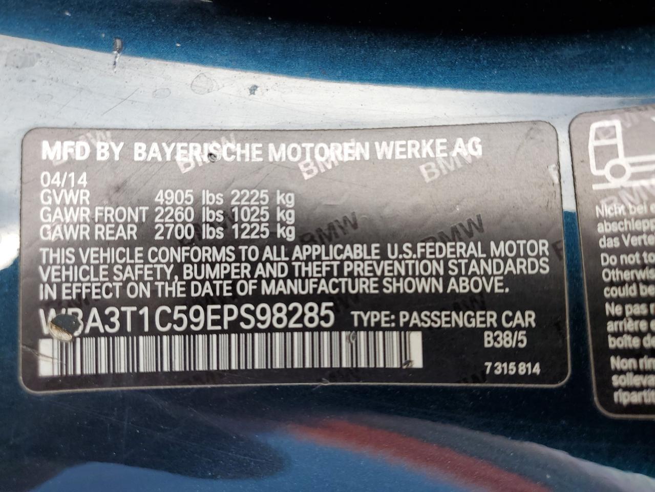 WBA3T1C59EPS98285 2014 BMW 428 Xi Sulev