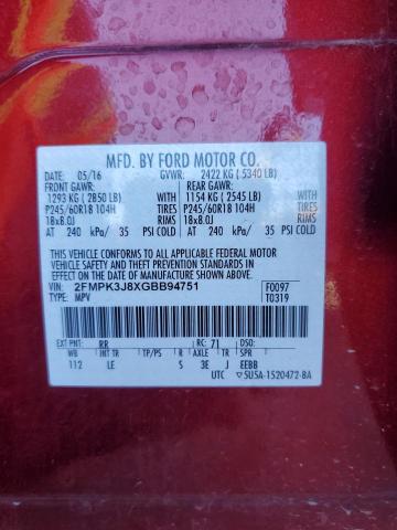 2016 FORD EDGE SEL - 2FMPK3J8XGBB94751
