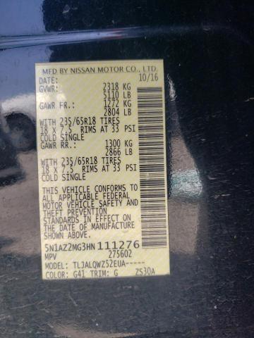 2017 Nissan Murano S VIN: 5N1AZ2MG3HN111276 Lot: 59661244