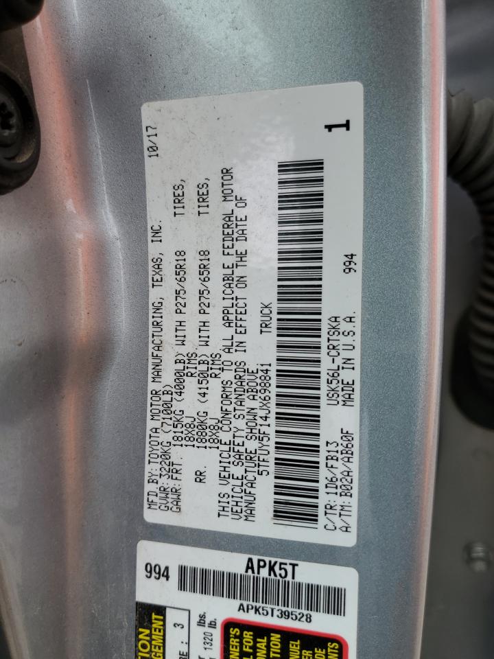 5TFUY5F14JX698841 2018 Toyota Tundra Double Cab Sr/Sr5