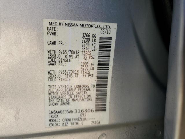 2010 Nissan Titan Xe VIN: 1N6AA0EJ5AN316806 Lot: 57274744