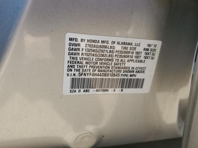 2013 Honda Pilot Ex VIN: 5FNYF4H44DB010845 Lot: 57248584