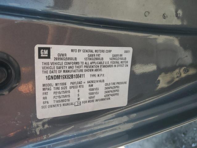 2002 Chevrolet Astro VIN: 1GNDM19X82B108411 Lot: 58407284