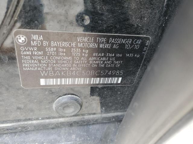 2011 BMW 740 Li VIN: WBAKB4C50BC574985 Lot: 59707954