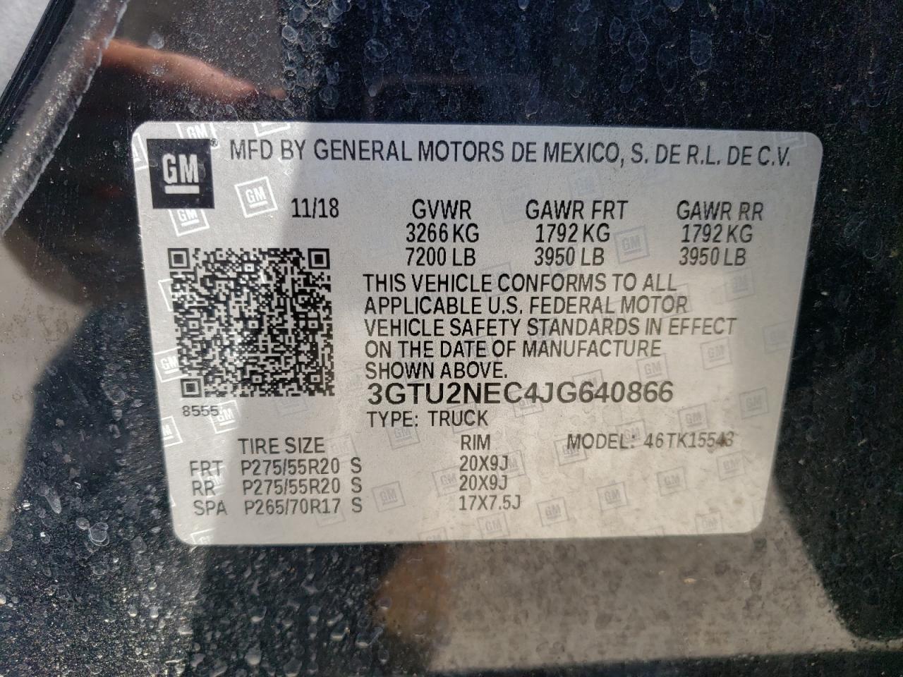 3GTU2NEC4JG640866 2018 GMC Sierra K1500 Slt