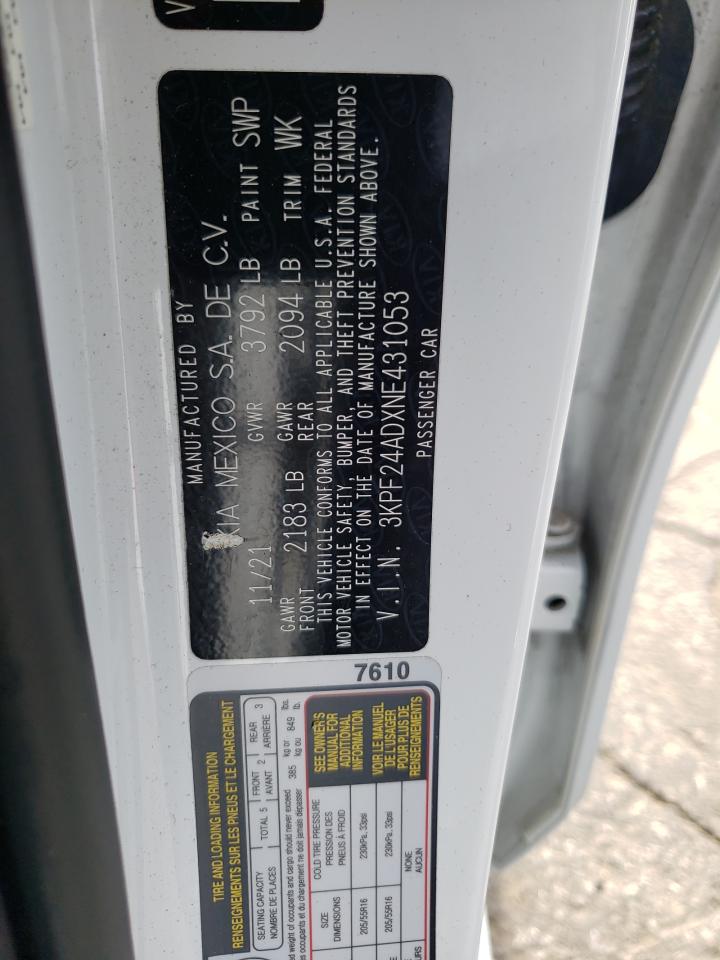 3KPF24ADXNE431053 2022 Kia Forte Fe