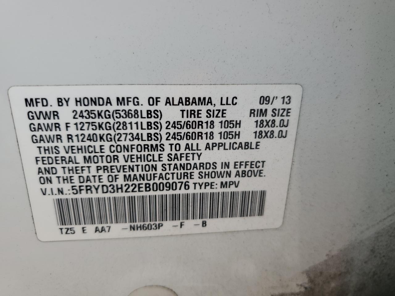 5FRYD3H22EB009076 2014 Acura Mdx