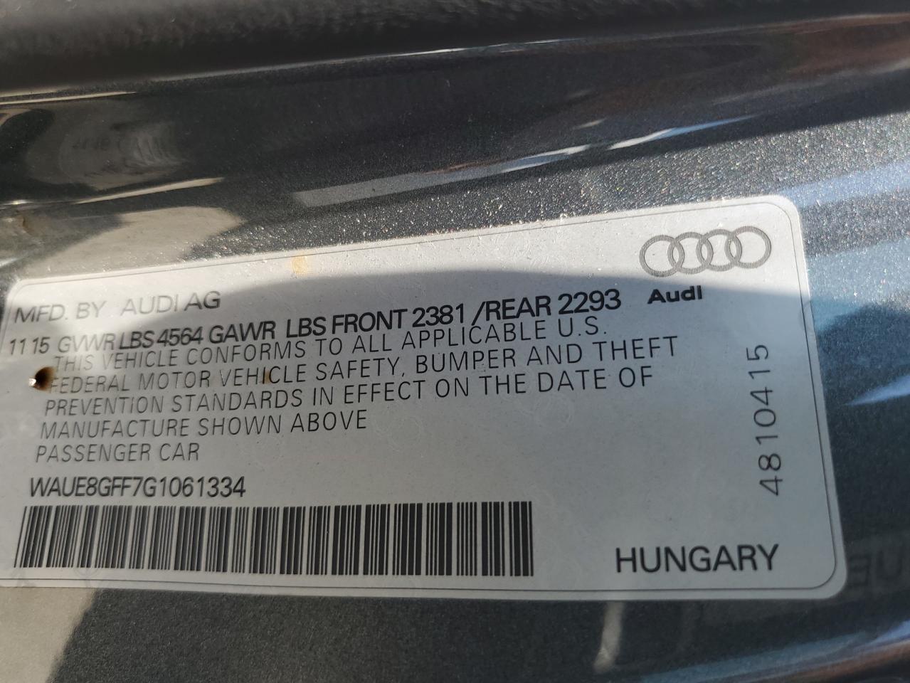 WAUE8GFF7G1061334 2016 Audi A3 Premium Plus