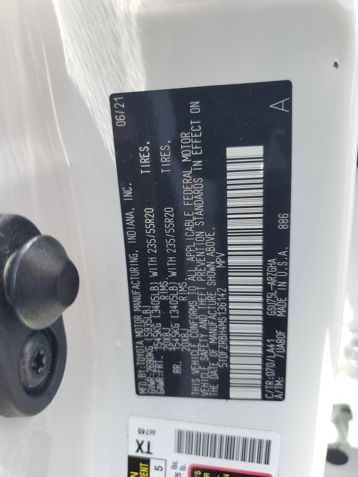 5TDFZRBH4MS136142 2021 Toyota Highlander Platinum