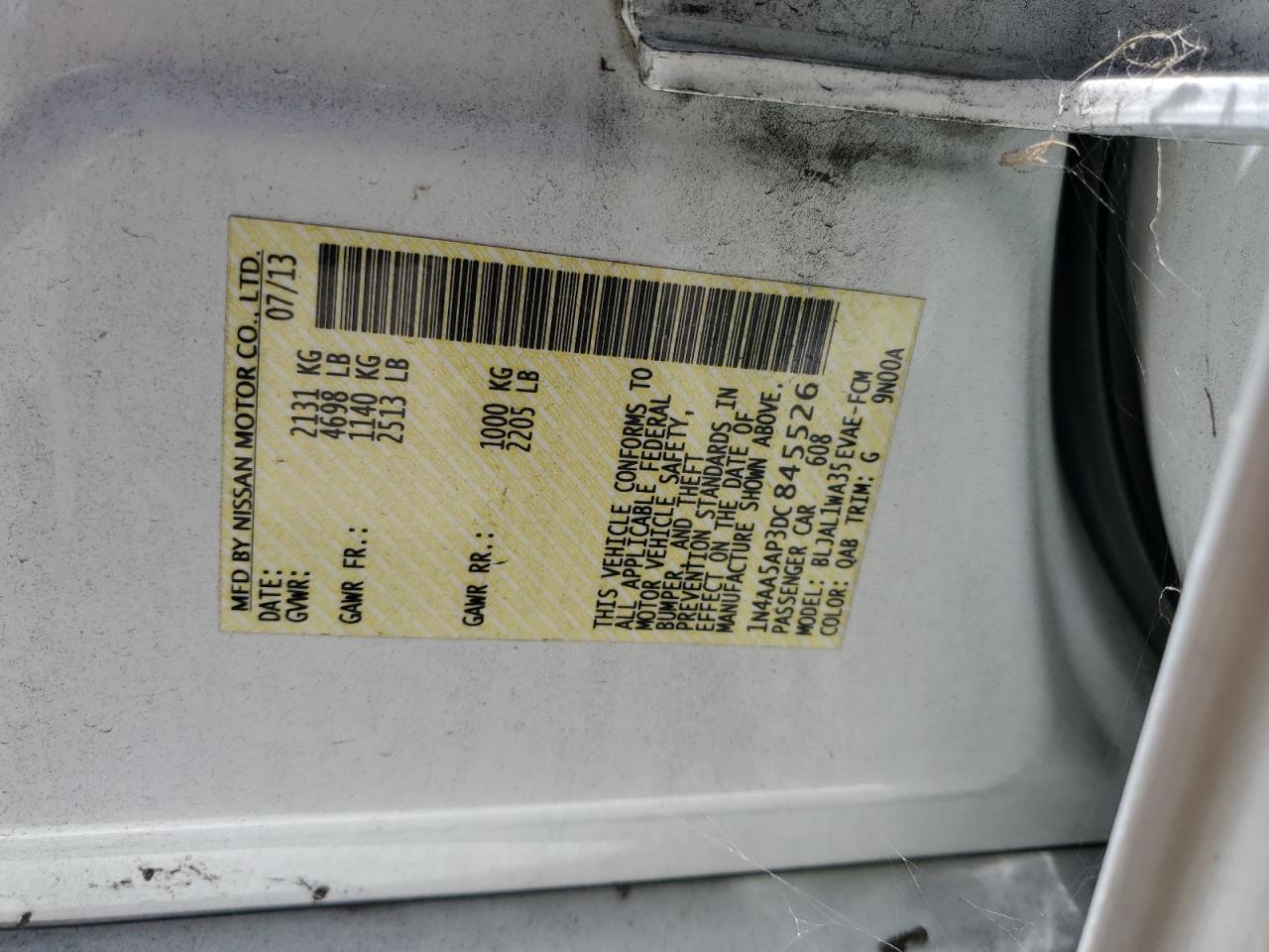 1N4AA5AP3DC845526 2013 Nissan Maxima S