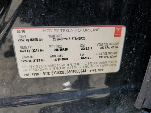 2016 TESLA MODEL X - 5YJXCBE28GF006944
