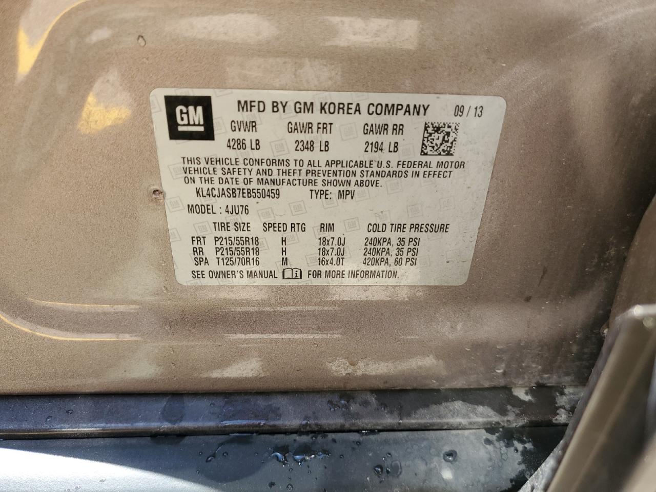 KL4CJASB7EB550459 2014 Buick Encore