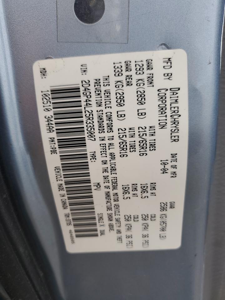 2D4GP44L25R335007 2005 Dodge Grand Caravan Sxt