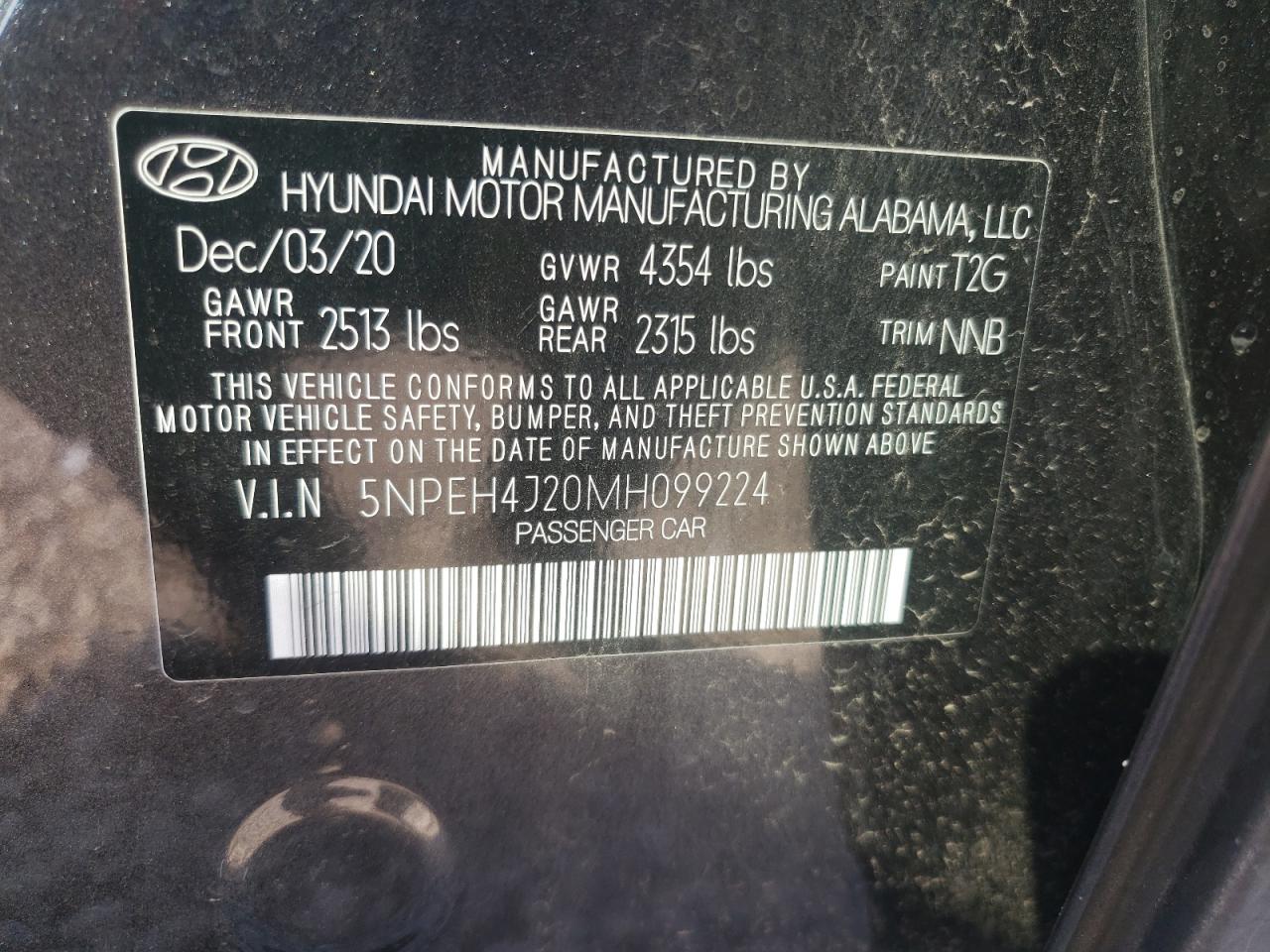 5NPEH4J20MH099224 2021 Hyundai Sonata Limited