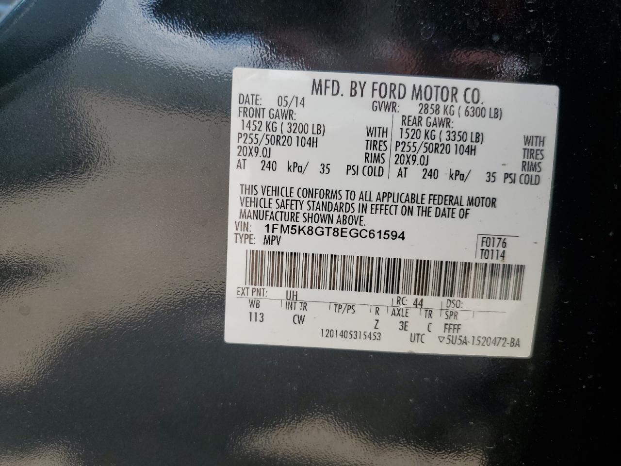 1FM5K8GT8EGC61594 2014 Ford Explorer Sport