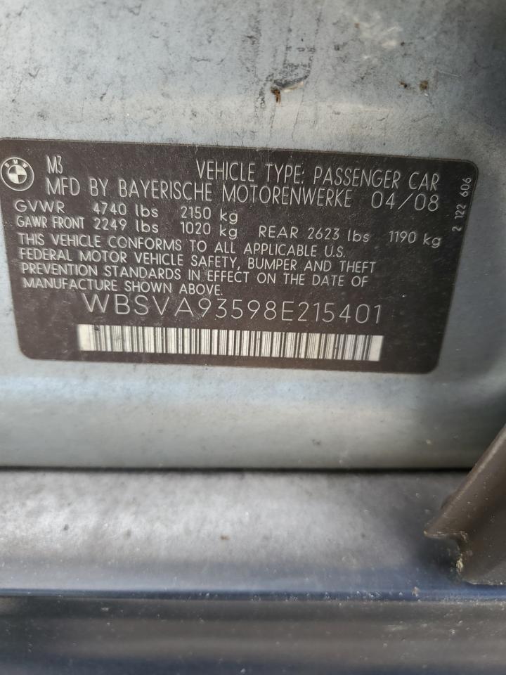 WBSVA93598E215401 2008 BMW M3