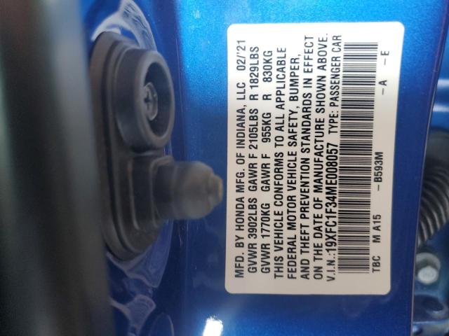19XFC1F34ME008057 2021 Honda Civic Ex