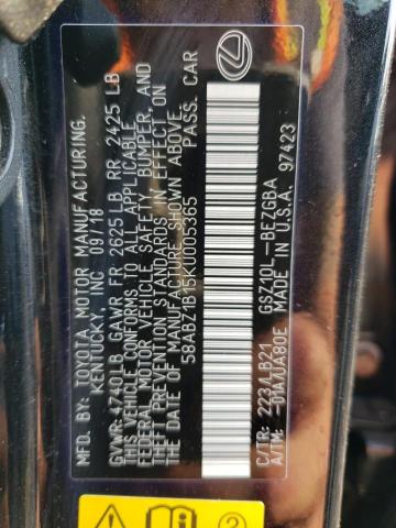 2019 Lexus Es 350 VIN: 58ABZ1B15KU005365 Lot: 59351364