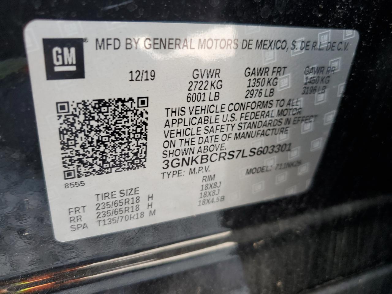 3GNKBCRS7LS603301 2020 Chevrolet Blazer 2Lt