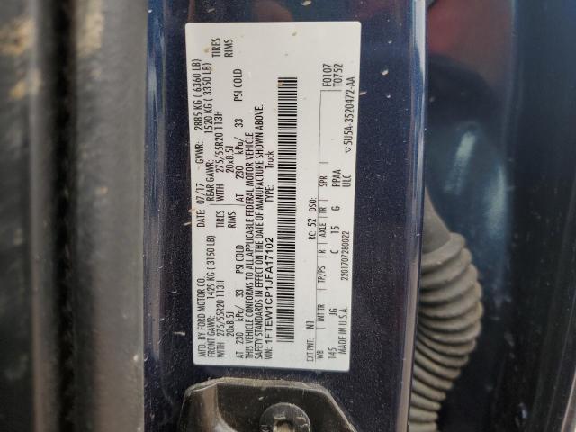 2018 Ford F150 Supercrew VIN: 1FTEW1CP1JFA17102 Lot: 59299304