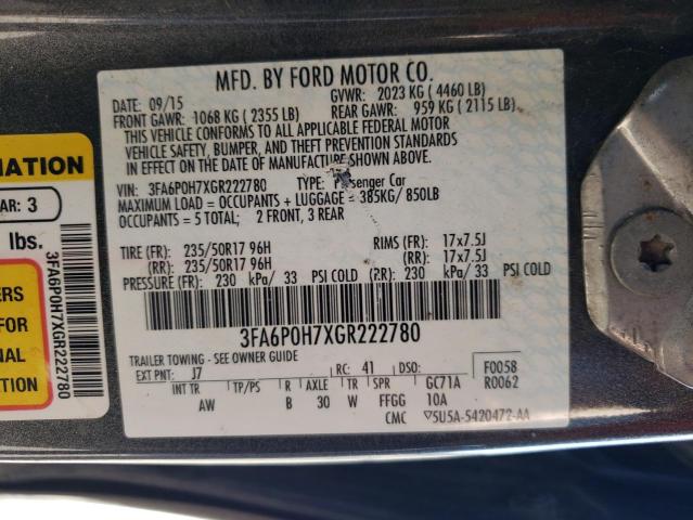 VIN 3FA6P0H7XGR222780 2016 Ford Fusion, SE no.12