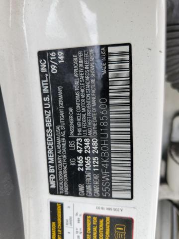 2017 Mercedes-Benz C 300 4Matic VIN: 55SWF4KB0HU185600 Lot: 58287224