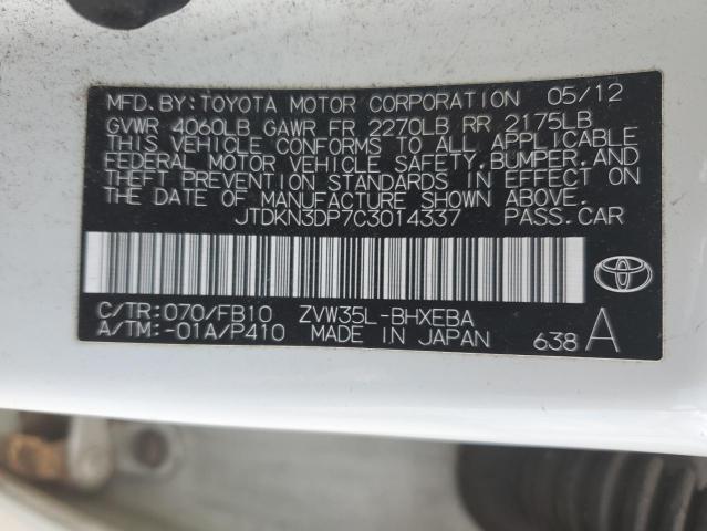 2012 TOYOTA PRIUS PLUG - JTDKN3DP7C3014337