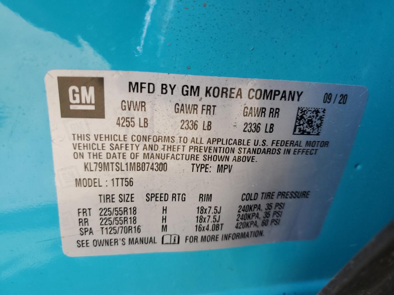 KL79MTSL1MB074300 2021 Chevrolet Trailblazer Rs