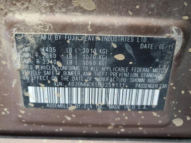 2011 Subaru Legacy 2.5I Premium VIN: 4S3BMBC65B3259111 Lot: 59330974