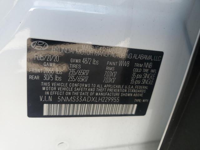 2020 Hyundai Santa Fe Sel VIN: 5NMS33ADXLH229955 Lot: 61003284