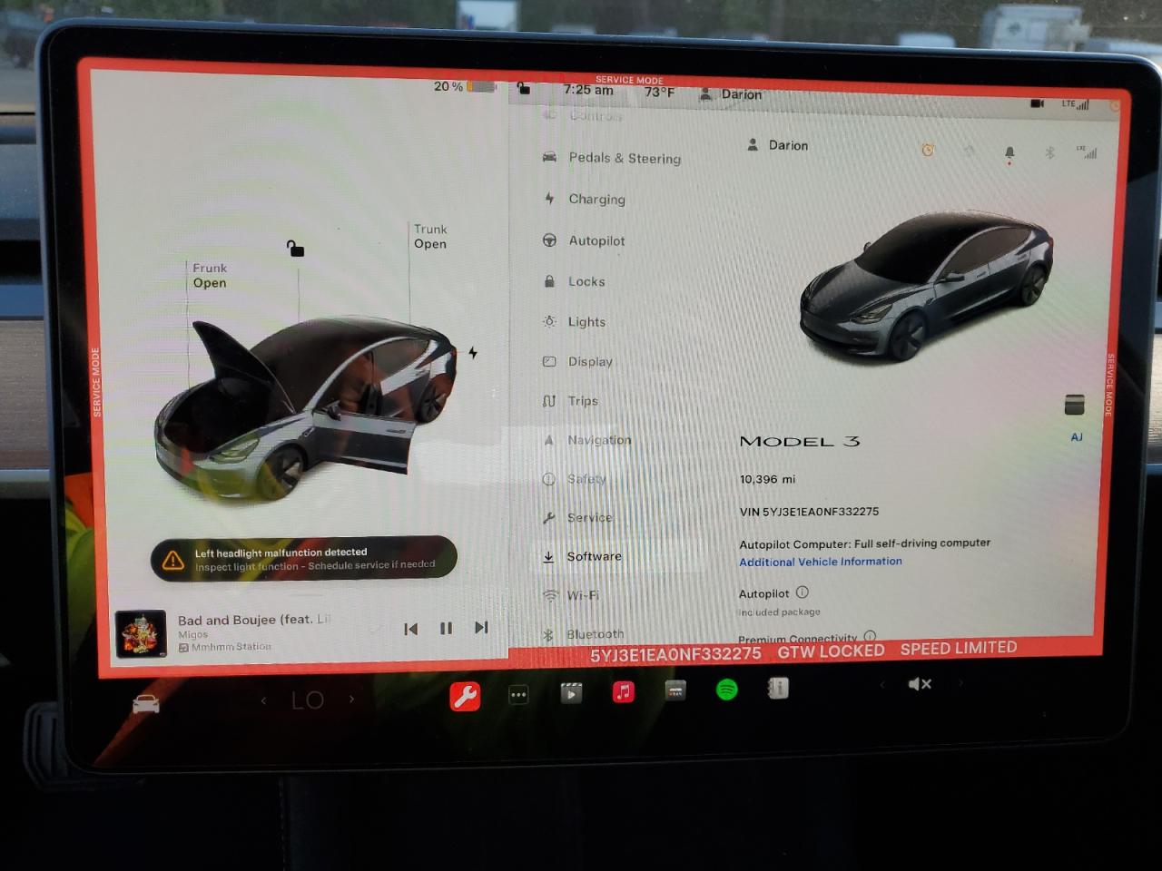 5YJ3E1EA0NF332275 2022 Tesla Model 3