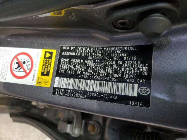 4T4BF1FK2GR549385 2016 TOYOTA CAMRY - Image 12