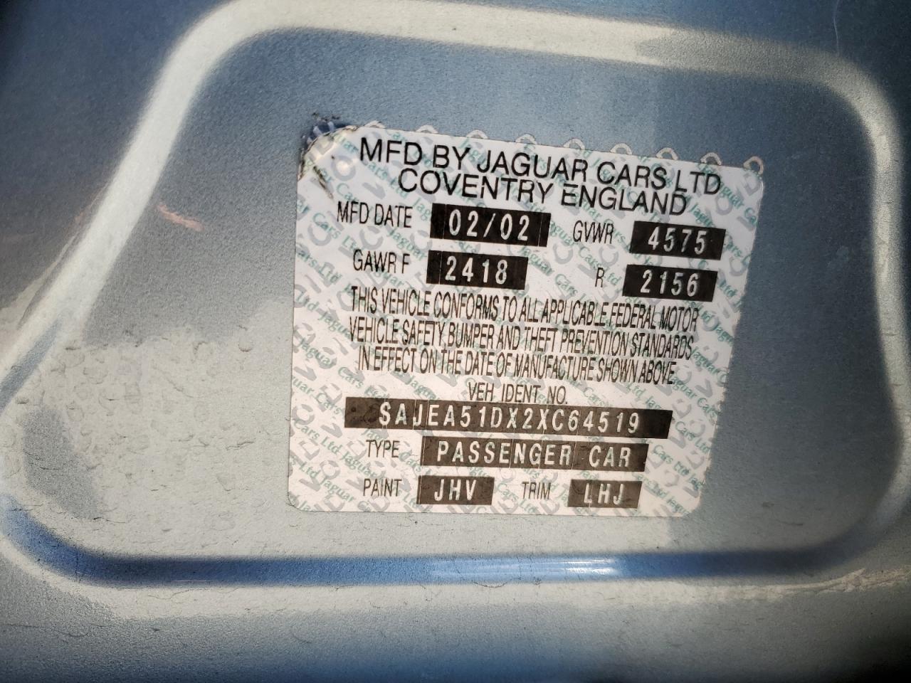 SAJEA51DX2XC64519 2002 Jaguar X-Type 2.5