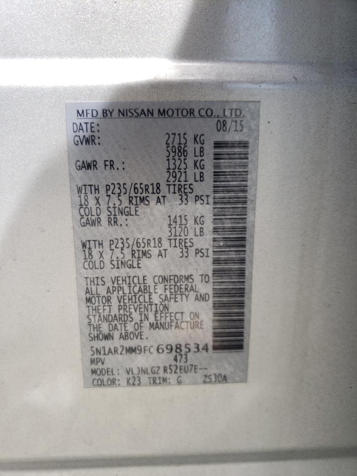 5N1AR2MM9FC698534 2015 Nissan Pathfinder S