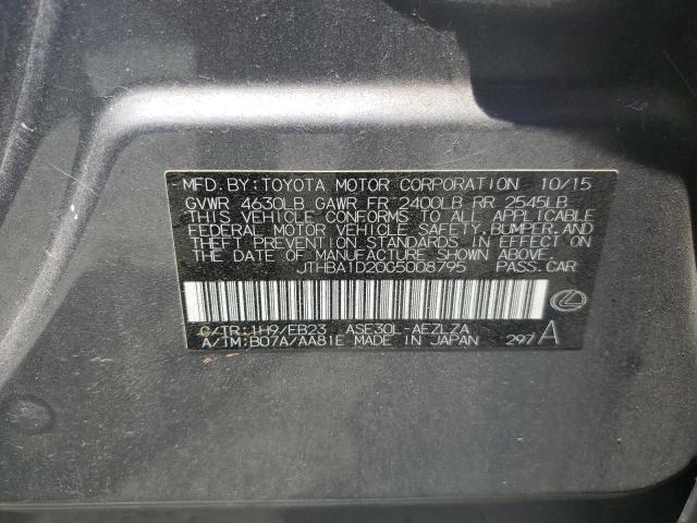 2016 Lexus Is 200T VIN: JTHBA1D20G5008795 Lot: 60248844