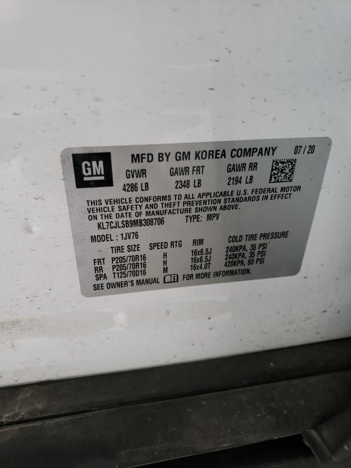 KL7CJLSB9MB308706 2021 Chevrolet Trax 1Lt