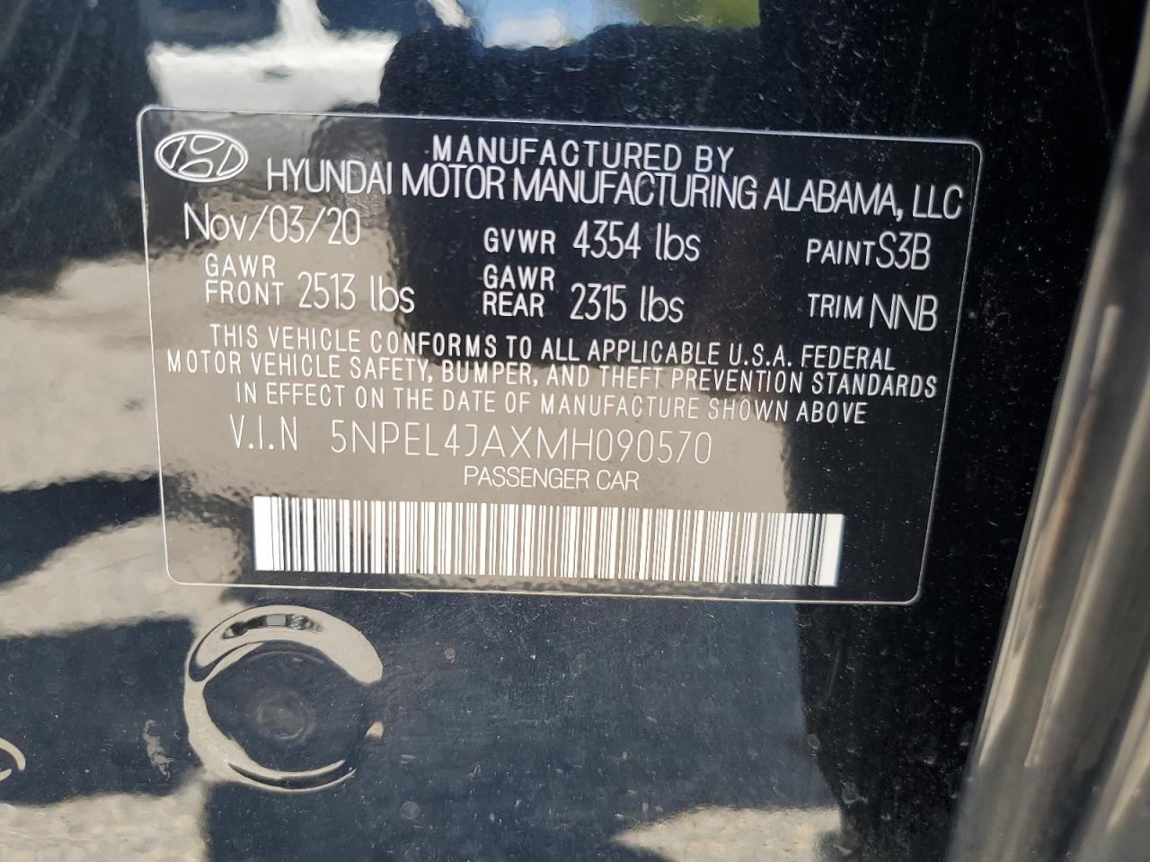 5NPEL4JAXMH090570 2021 Hyundai Sonata Sel