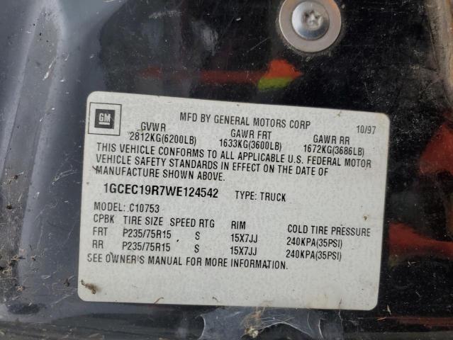 1998 Chevrolet Gmt-400 C1500 VIN: 1GCEC19R7WE124542 Lot: 60738304